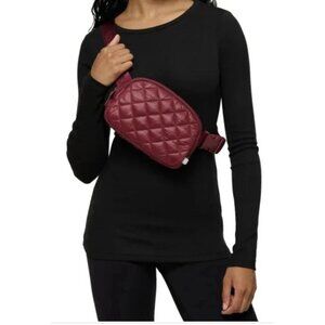 NEW Quilted Burgundy Belt Bag By Lole Unisex One Size Adjustable Strap